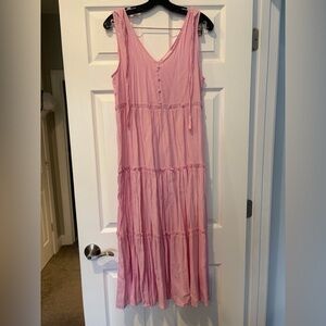 Pink Sleeveless Midi Dress